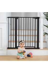 Bramka barierka zabezpieczająca 74-105 cm na schody i drzwi stal dodatkowe panele czarna ECOTOYS
