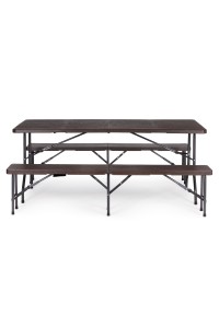 Zestaw cateringowy stół bankietowy 180 cm + 2 ławki brąz MultiGarden