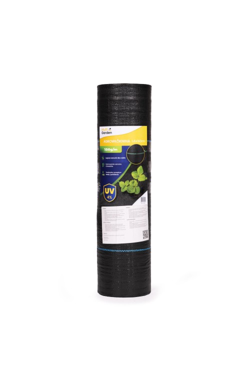 Agrowłóknina czarna agrotkanina UV 150g mata antychwastowa 1,6x50m kołki MulltiGarden