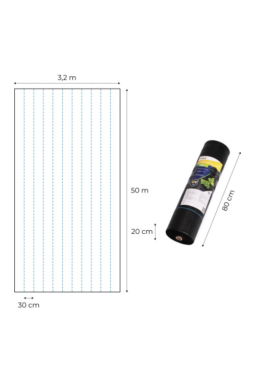 Agrowłóknina czarna agrotkanina UV 135g mata antychwastowa 3,2x50m kołki MulltiGarden
