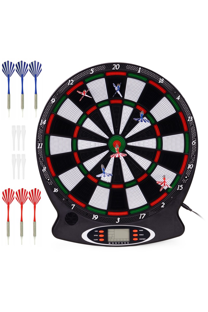 Elektroniczna tarcza do darta gry w rzutki lotki tablica LCD 38 cm 18 gier zestaw 6 rzutek