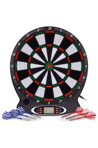 Elektroniczna tarcza do darta gry w rzutki lotki tablica LCD 38 cm 18 gier zestaw 6 rzutek