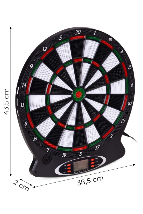 Elektroniczna tarcza do darta gry w rzutki lotki tablica LCD 38 cm 18 gier zestaw 6 rzutek