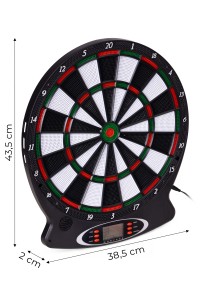 Elektroniczna tarcza do darta gry w rzutki lotki tablica LCD 38 cm 18 gier zestaw 6 rzutek