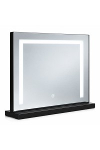 Lustro do makijażu LED 50x40 cm kosmetyczne podświetlane 3 barwy czarne ModernHome