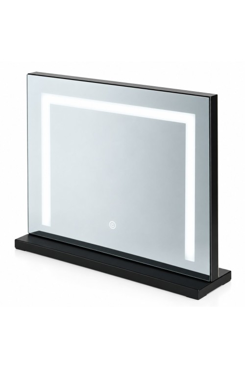 Lustro do makijażu LED 50x40 cm kosmetyczne podświetlane 3 barwy czarne ModernHome