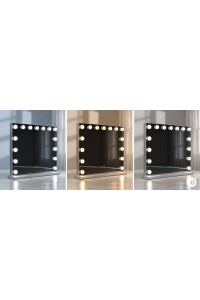 Lustro do makijażu LED 57x46 cm kosmetyczne podświetlane 3 barwy regulacja jasności 15 żarówek ModernHome