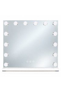 Lustro do makijażu LED 57x46 cm kosmetyczne podświetlane 3 barwy regulacja jasności 15 żarówek ModernHome