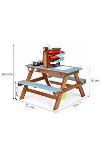 Drewniana kuchnia błotna dla dzieci stół piknikowy i ławki pompa wodna zlew ECOTOYS