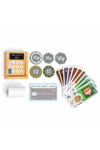 Drewniana kasa fiskalna dla dzieci terminal skaner banknoty monety karta ECOTOYS