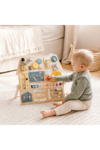 Duża drewniana tablica manipulacyjna sensoryczna dla dzieci panel edukacyjny XL