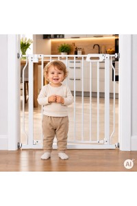 Bramka barierka zabezpieczająca 75-83 cm na schody i drzwi stal biała ECOTOYS