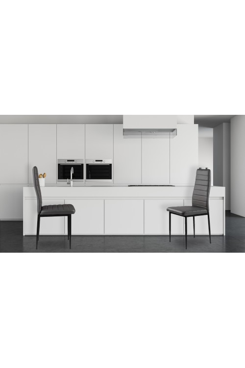 Zestaw krzeseł do jadalni salonu z ekoskóry 4 sztuki wysokie oparcie szare ModernHome