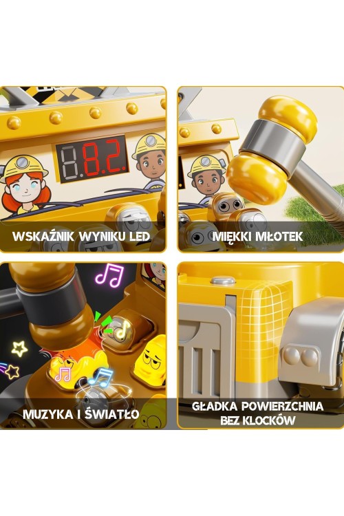 WOOPIE Gra Zręcznościowa Uderz Młotkiem Wbijak Plac Budowy z Akcesoriami
