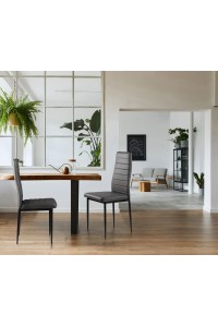 Zestaw krzeseł do jadalni salonu z ekoskóry 4 sztuki wysokie oparcie szare ModernHome