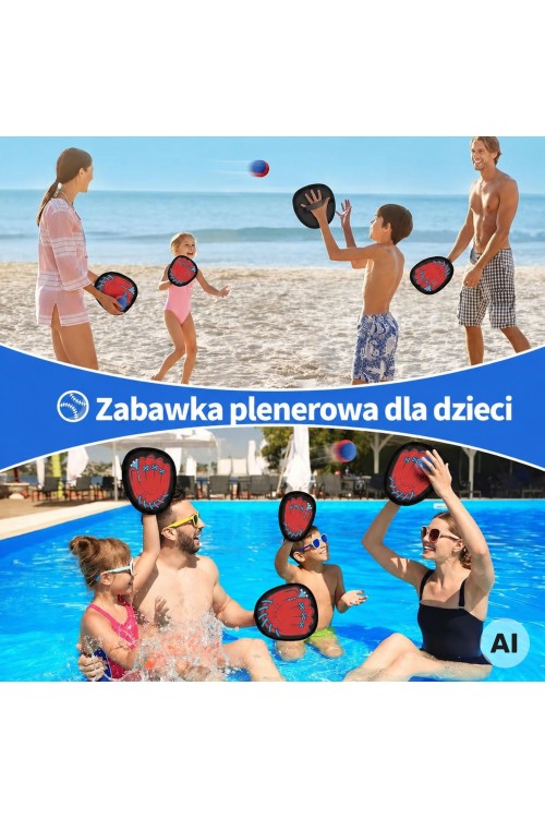 WOOPIE Gra Zręcznościowa Złap Piłkę paletki Dla Dzieci Łapacz Piłki 5 el.