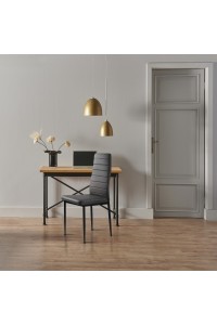 Zestaw krzeseł do jadalni salonu z ekoskóry 4 sztuki wysokie oparcie szare ModernHome