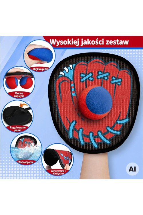 WOOPIE Gra Zręcznościowa Złap Piłkę paletki Dla Dzieci Łapacz Piłki 5 el.