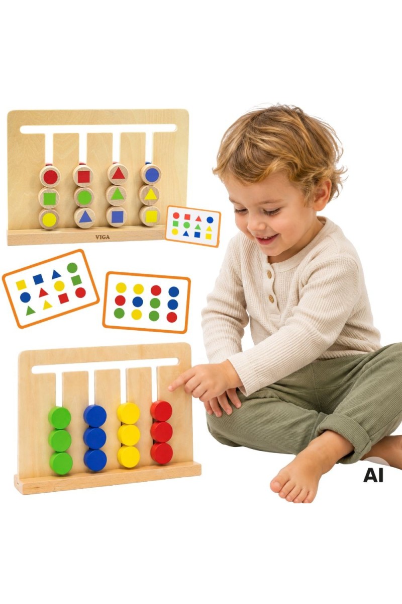 VIGA Gra Logiczna Odwzoruj Kolory i Figury Sorter Montessori