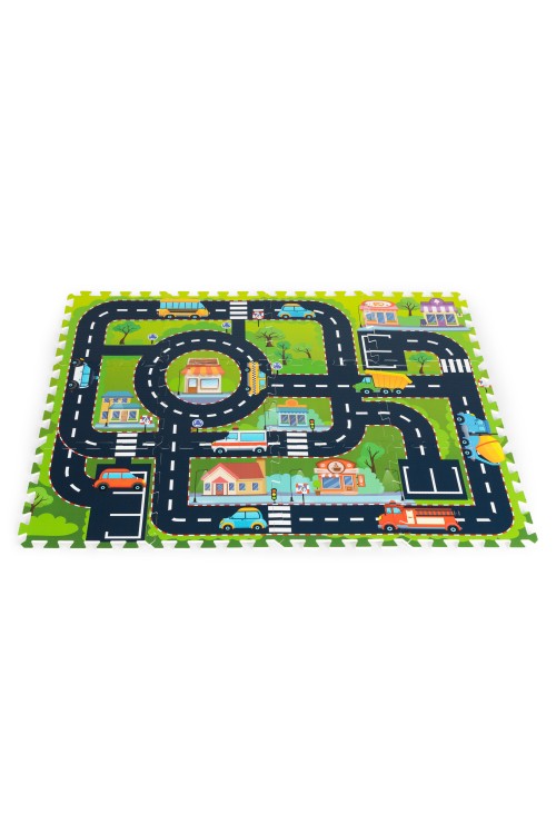 Mata piankowa dla dzieci puzzle miasto ulice drogi IPLAY