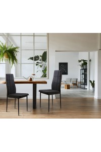 Zestaw krzesła krzesło tapicerowane do jadalni i salonu 4 sztuki czarne ModernHome