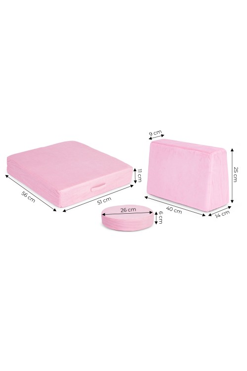 Sofa modułowa duża składana dla dzieci DIY 8 miękkich poduch - różowa ECOTOYS