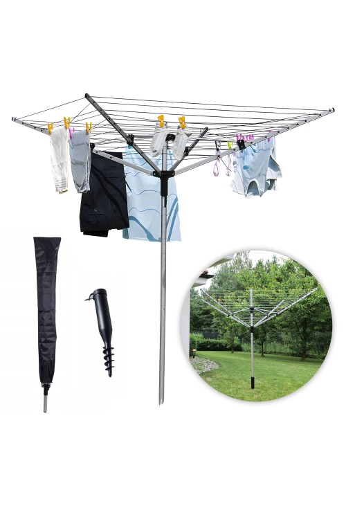 Suszarka ogrodowa na pranie 60 m powierzchni suszenia świder do montażu + pokrowiec gratis MultiGarden