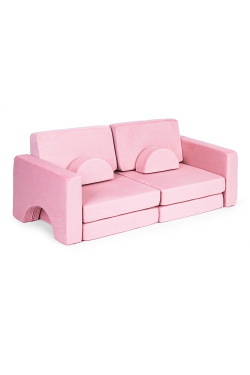Sofa składana modułowa dla dzieci duża 2-osobowa DIY 10 miękkich poduch - różowa ECOTOYS