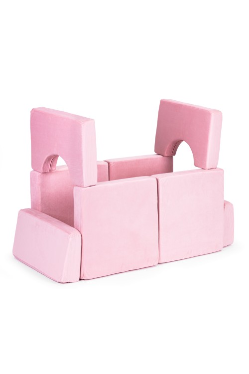 Sofa składana modułowa dla dzieci duża 2-osobowa DIY 10 miękkich poduch - różowa ECOTOYS