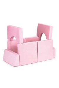 Sofa składana modułowa dla dzieci duża 2-osobowa DIY 10 miękkich poduch - różowa ECOTOYS