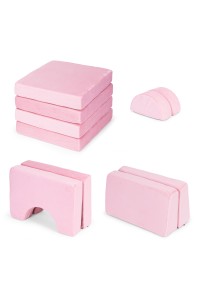 Sofa składana modułowa dla dzieci duża 2-osobowa DIY 10 miękkich poduch - różowa ECOTOYS