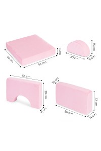 Sofa składana modułowa dla dzieci duża 2-osobowa DIY 10 miękkich poduch - różowa ECOTOYS