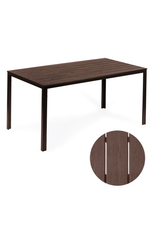 Stół ogrodowy 6-osobowy 156x78 cm polywood meble na taras brązowy MultiGarden