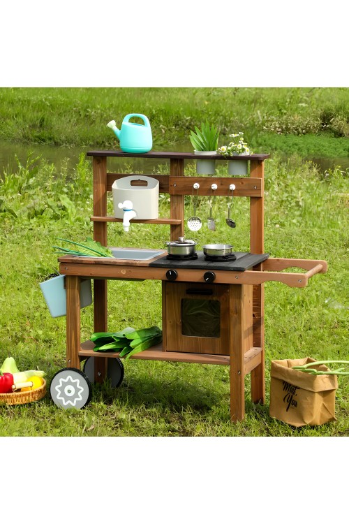 Kuchnia błotna outdoor dla dzieci z akcesoriami drewno jodłowe ECOTOYS