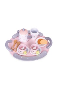 Drewniany zestaw do herbaty filiżanki czajnik 15 elementów ECOTOYS