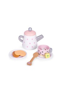 Drewniany zestaw do herbaty filiżanki czajnik 15 elementów ECOTOYS