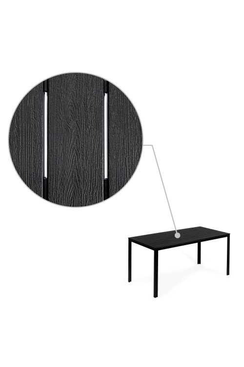 Stół ogrodowy 6-osobowy 156x78 cm polywood meble na taras czarny MultiGarden