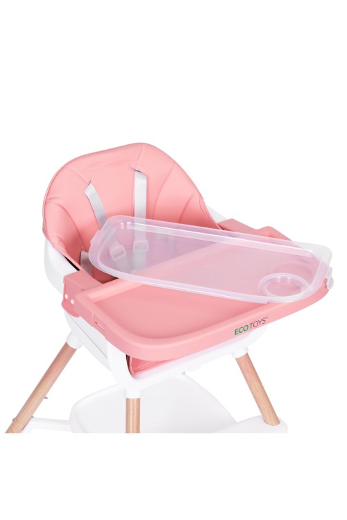 Fotelik krzesełko do karmienia dzieci 2w1 różowy ECOTOYS