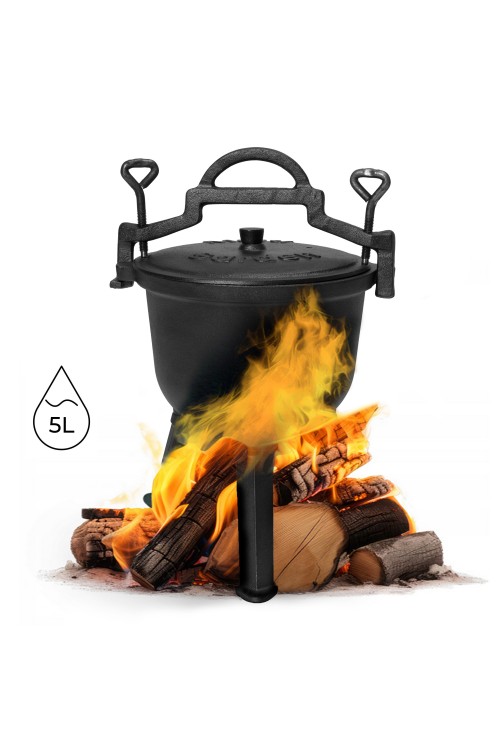Kociołek żeliwny stojący 5L garnek myśliwski ognisko grill MultiGarden