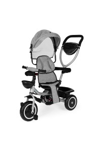 Trójkołowy rowerek spacerówka 2w1 obracane siedzisko składany daszek szary ECOTOYS