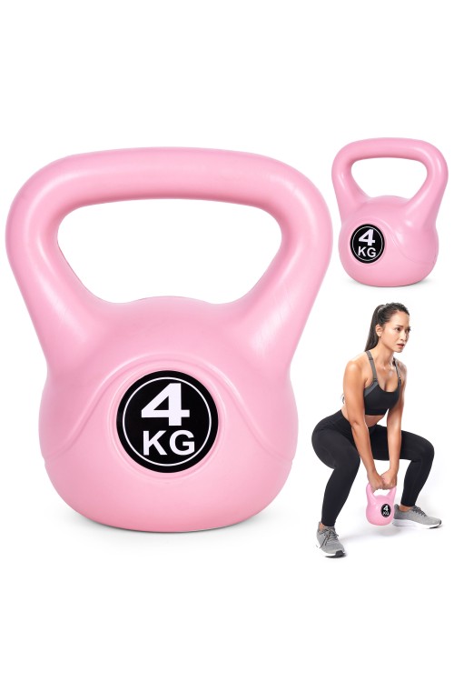 Kettlebell kettle 4 kg do ćwiczeń hantla kula odważnik obciążenie ciężar fitness różowy MOVEPRO