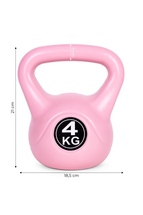 Kettlebell kettle 4 kg do ćwiczeń hantla kula odważnik obciążenie ciężar fitness różowy MOVEPRO