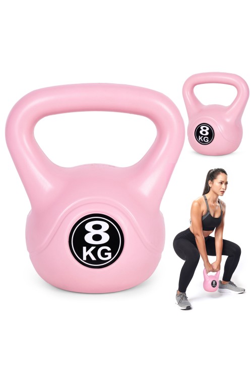 Kettlebell kettle 8 kg do ćwiczeń hantla kula odważnik obciążenie ciężar fitness różowy MOVEPRO