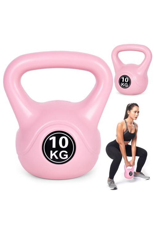Kettlebell kettle 10 kg do ćwiczeń hantla kula odważnik obciążenie ciężar fitness różowy MOVEPRO