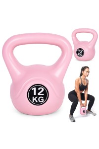 Kettlebell kettle 12 kg do ćwiczeń hantla kula odważnik obciążenie ciężar fitness różowy MOVEPRO
