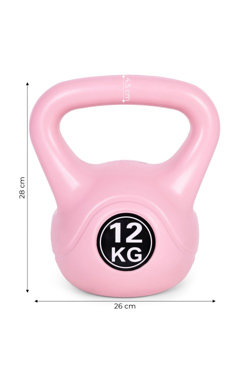 Kettlebell kettle 12 kg do ćwiczeń hantla kula odważnik obciążenie ciężar fitness różowy MOVEPRO