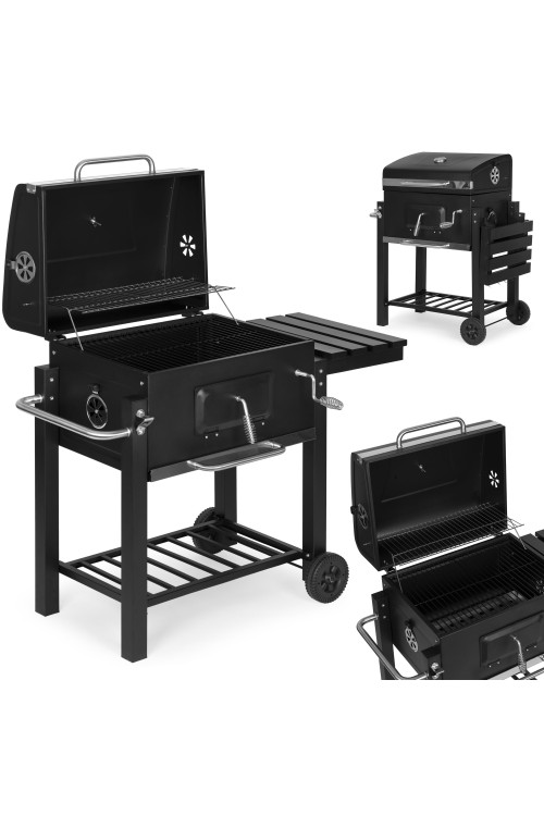 Grill węglowy duży ogrodowy z pokrywą termometr półki koła dmuchawa gratis