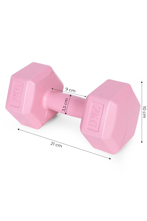 Hantle sześciokątne zestaw 2x2 kg ciężarki do ćwiczeń obciążniki fitness różowe MOVEPRO