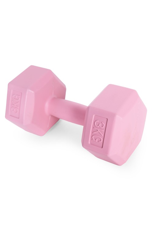 Hantle sześciokątne zestaw 2x3 kg ciężarki do ćwiczeń obciążniki fitness różowe MOVEPRO