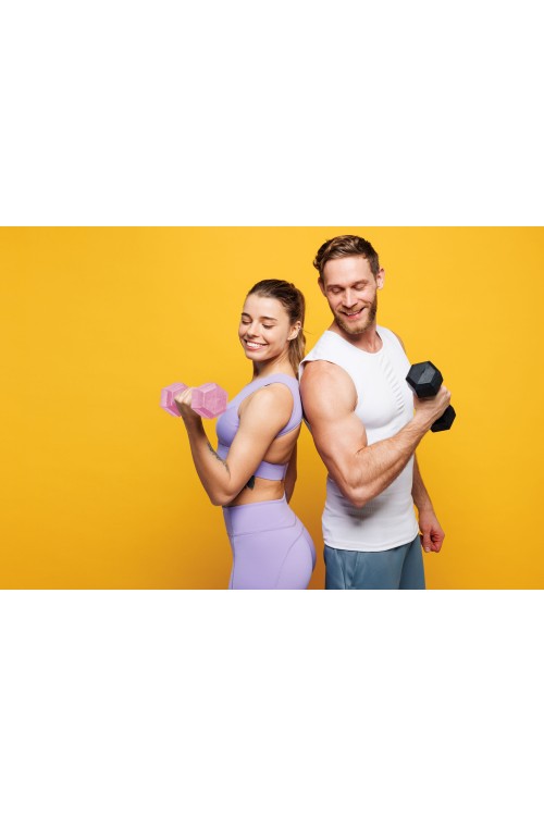 Hantle sześciokątne zestaw 2x3 kg ciężarki do ćwiczeń obciążniki fitness różowe MOVEPRO